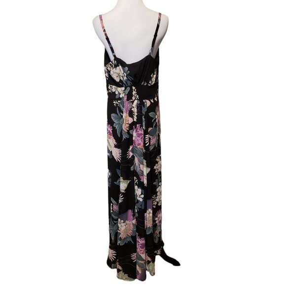 City Chic Maxi Mila‎ Black Floral Adjustable Strap Maxi Dress 12 New - Picture 4 of 11